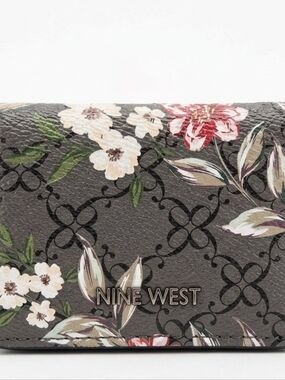 Nine West Floral Gray Mini Wallet - Women's Floral Zip Wallet